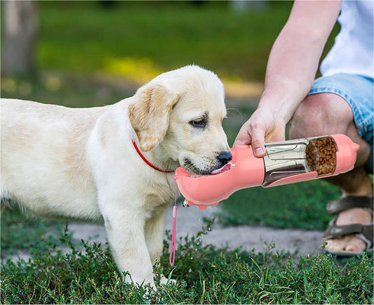 3 in 1 Hundewasserflasche + Fressnapf + Hunde-Müllbeutel