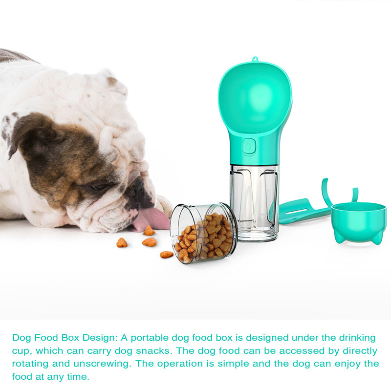 3 in 1 Hundewasserflasche + Fressnapf + Hunde-Müllbeutel